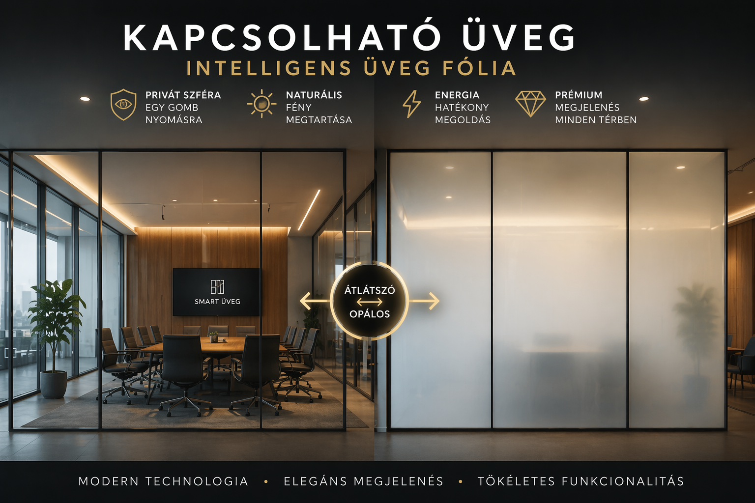 kapcsolható üveg fólia irodai tárgyaló pdlc smart glass működés