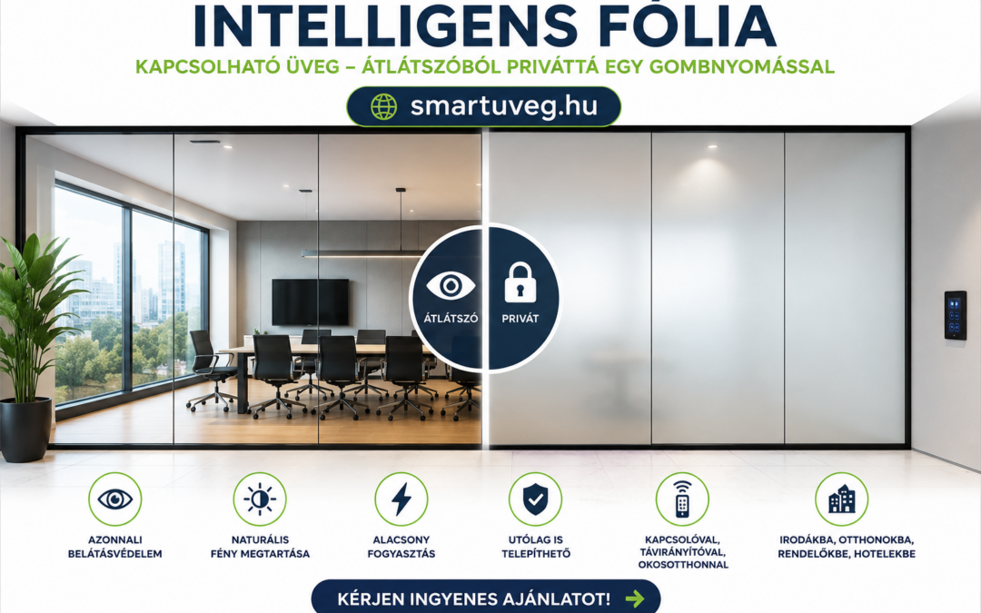 Intelligens fólia ablakra – kapcsolható PDLC smart üveg átlátszó és privát állapotban