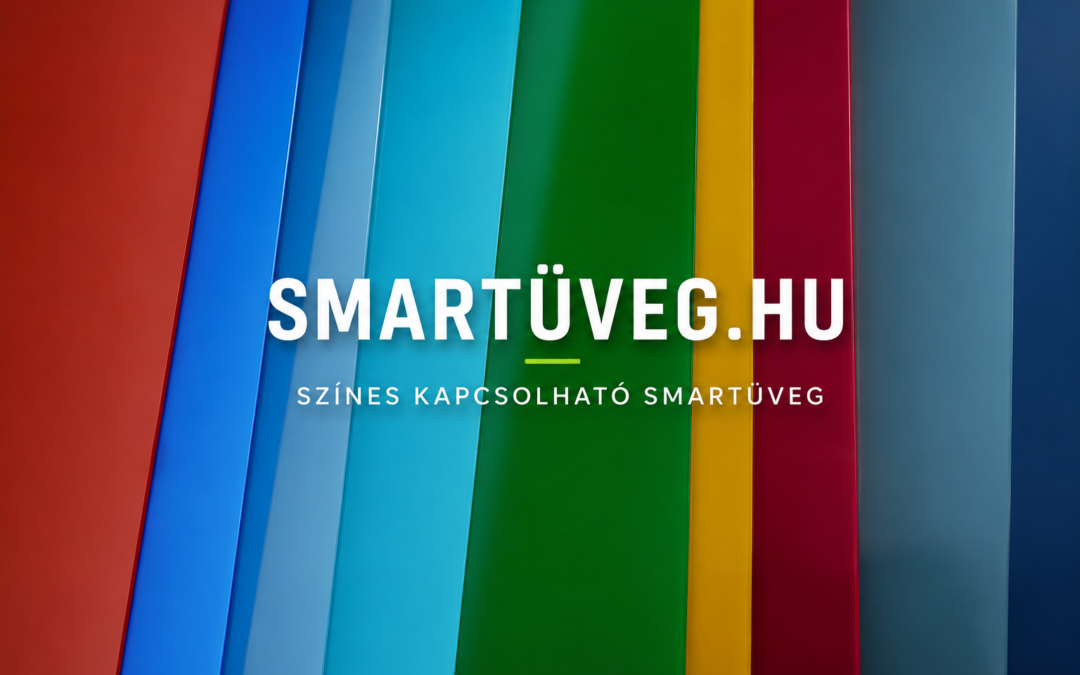 Színes kapcsolható smartüveg – piros, kék, zöld és bronz színű PDLC okos fólia minták